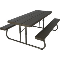 Item 807050, Picnic table is molded of high-impact polyethylene and built for all-
