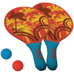 Item 807664, Paddleball set includes 2 wood paddles, 2 all-weather balls, and carry bag