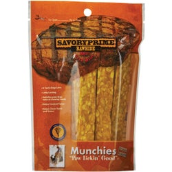Item 808987, Premium rawhide strips. Features a delicious taste that dogs love.