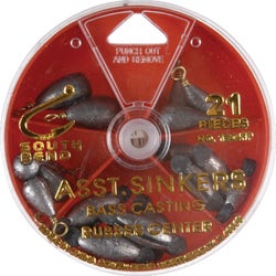 Item 810938, Rubber center sinkers and bass casting (dipsey) sinkers in one dial 