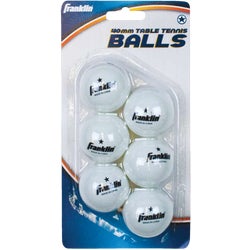 Item 814131, 6 durable tournament grade table tennis balls. Official 4 mm size.
