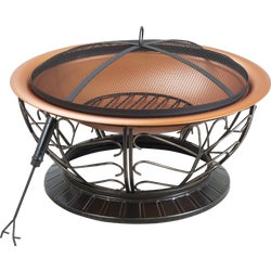 Item 816601, 30 In. round steel fire pit with coppertone finish.