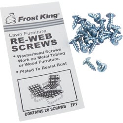 Item 819154, Screws for lawn furniture re-webbing kit. Pack of 20 screws.