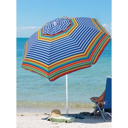 Item 821668, Deluxe SPF 100 sun protection tilt umbrella has a silver sun blocking 