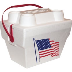 Item 826820, American flag cooler has thick wall construction built for repeated use.