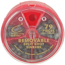 Item 834262, Removable split shot sinkers crimp on fishing line, pinch ears to remove.