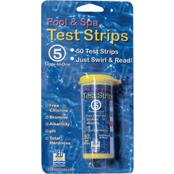 Item 839078, 50 strips that test for free chlorine, total alkalinity, and pH.