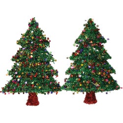 Item 904372, 2-dimensional tinsel Christmas tree decoration.