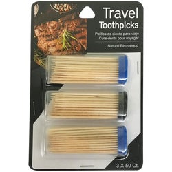 Item 970032, Travel toothpicks in convenient plastic, refillable containers with lids.