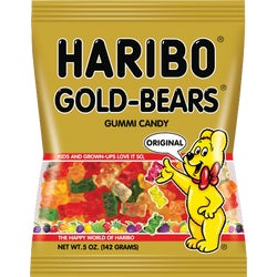 Item 970599, Haribo Gold-Bears gummy candy. Choose from original or sour gummies.