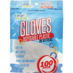 Item 970631, Disposable plastic gloves, one size fits all.