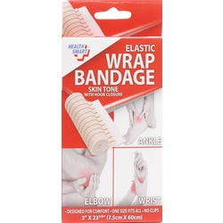 Item 970635, Elastic wrap bandage skin tone with hook and loop fastener.