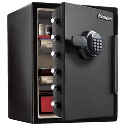 Item 974730, Battery-powered digital locking system, fire-safe floor safe.